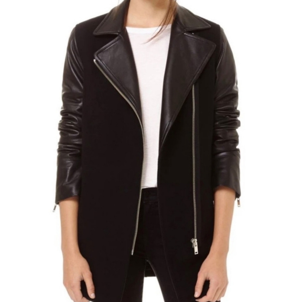 Aritzia Wilfred Free Fei XXS jacket, wool cashmere blend lamb leather - Picture 1 of 11